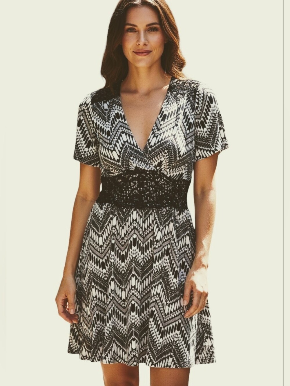 Monteau LA Lace Little Black & White Dress sz. S.